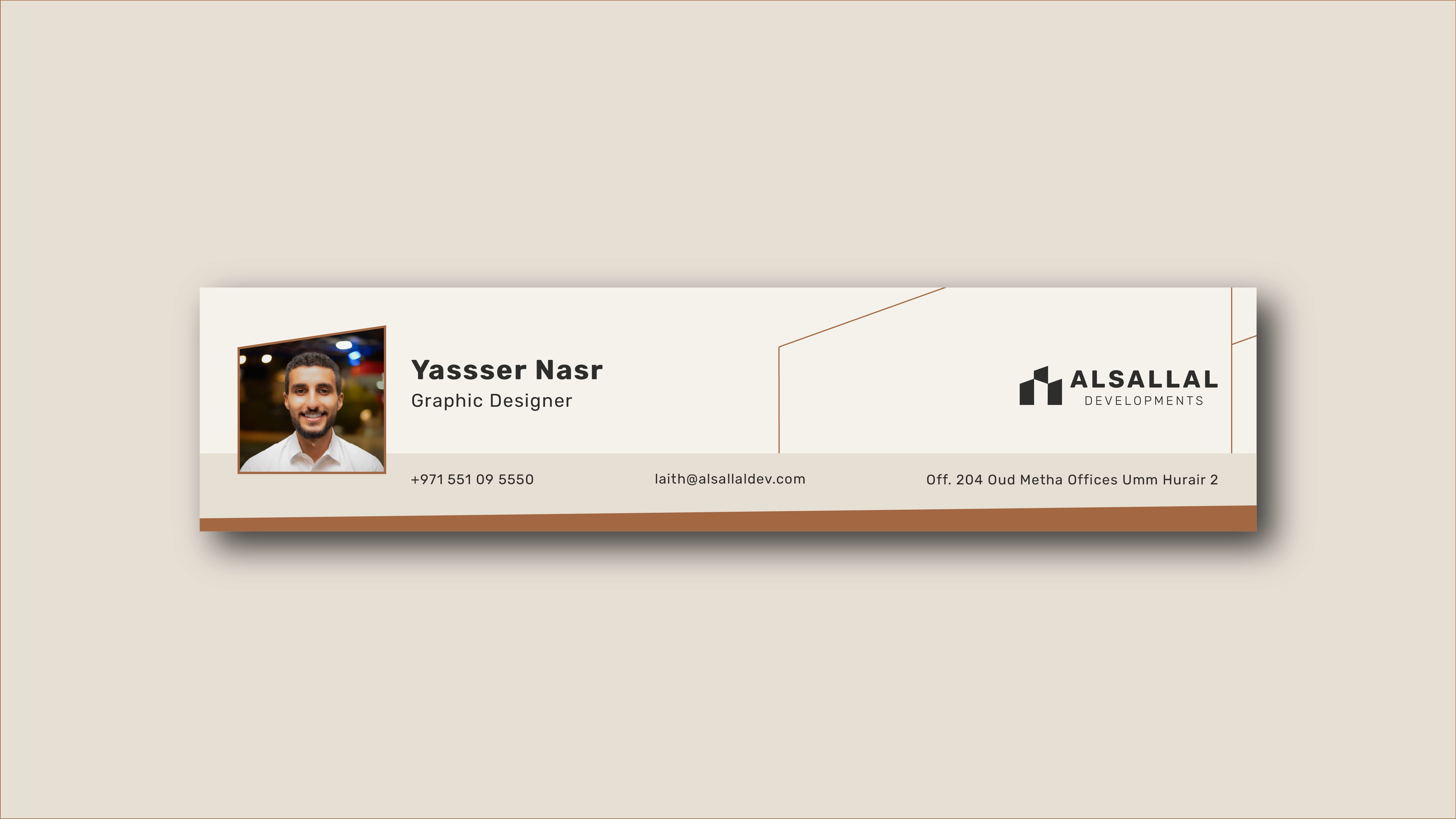 Ivory and copper Alsallal Developments email signature designed for executive correspondence.