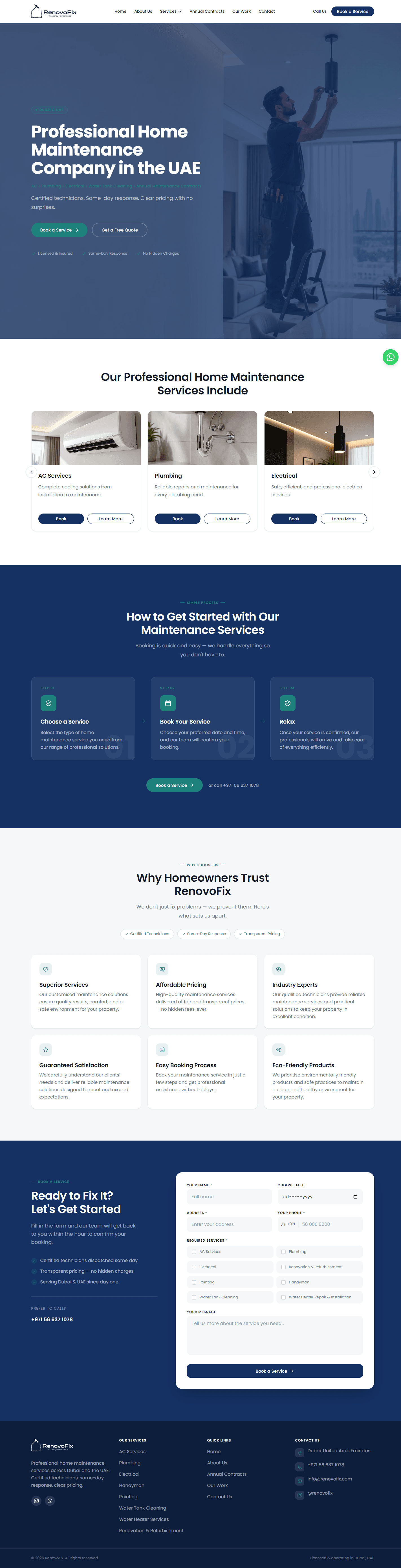 RenovoFix Home page · Desktop website design.