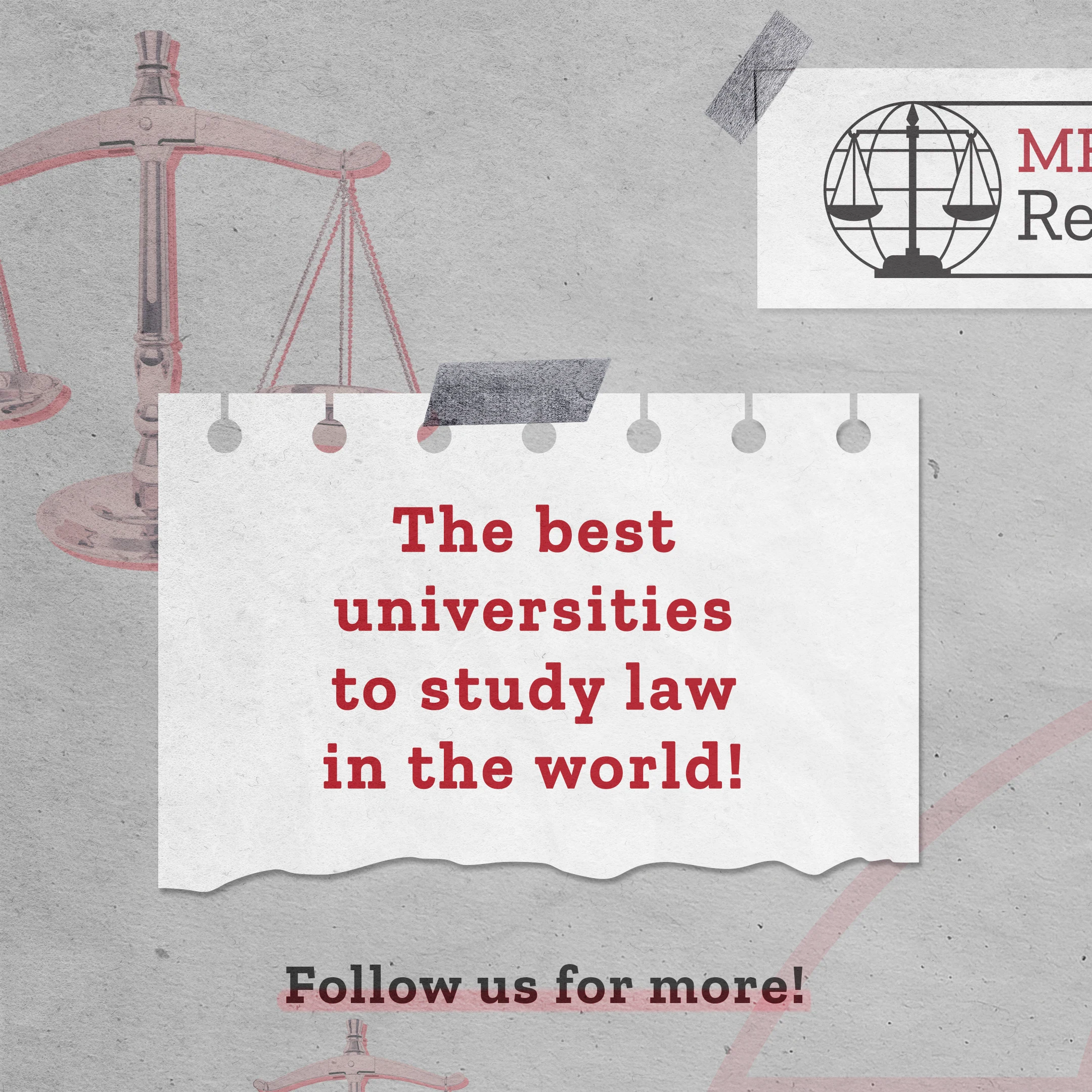 Opening tile of a MENA Law Reporters Facebook grid about leading universities for studying law.