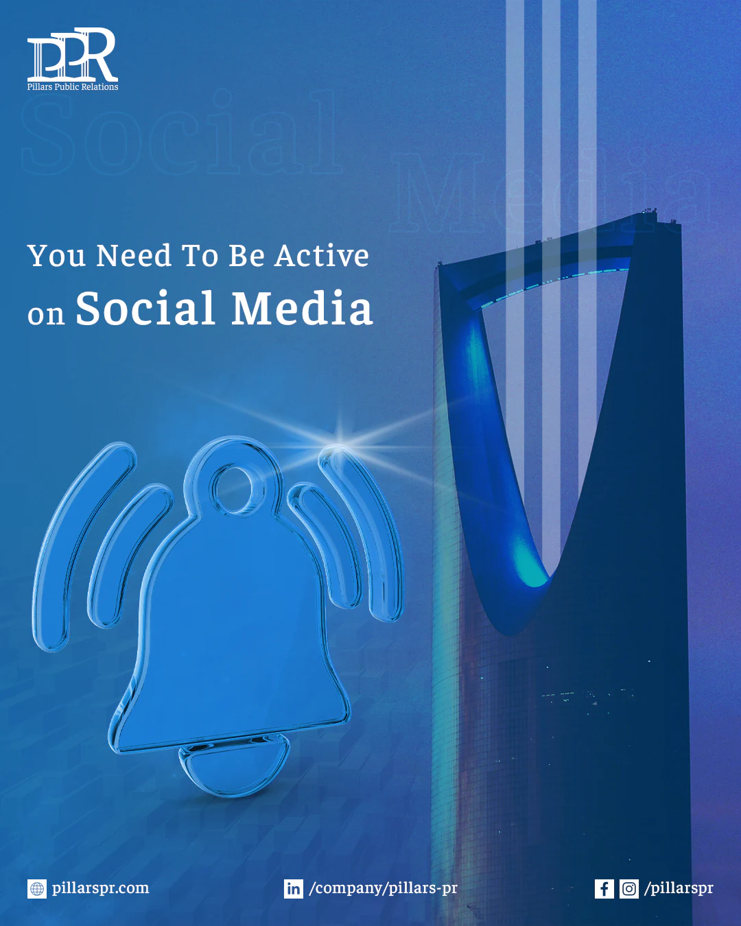 Pillars PR campaign encouraging lawyers and law firms to build an active social media presence.