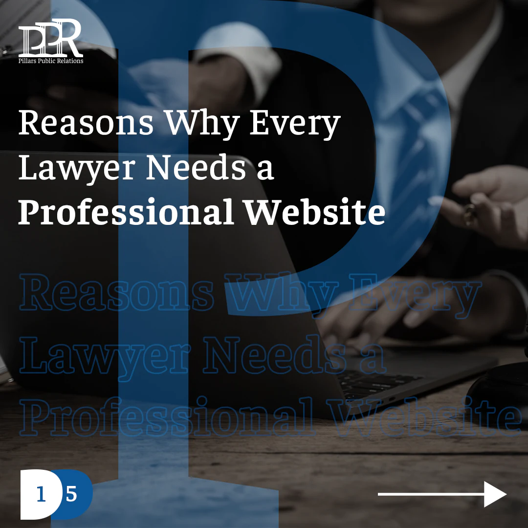Pillars PR professional website design carousel cover for lawyers and law firms.