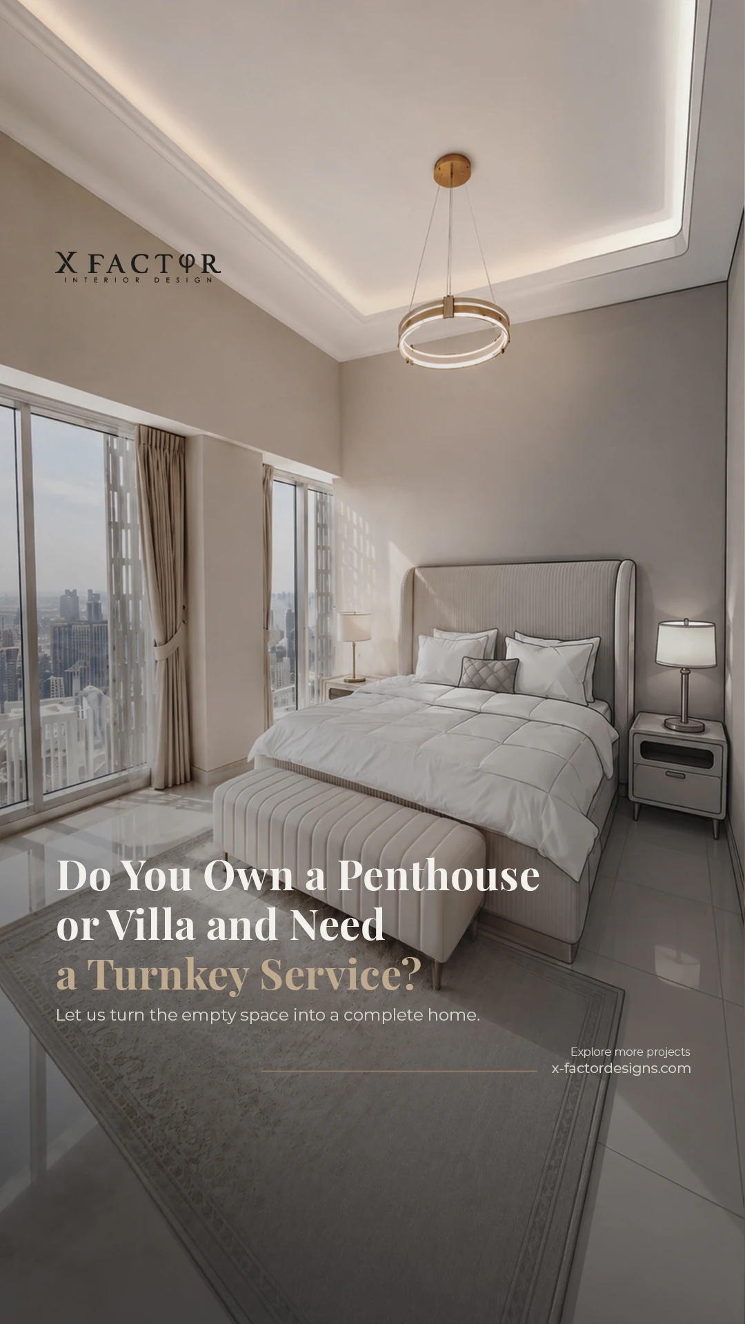 Luxury Dubai penthouse interior design Reel cover by X Factor Interior Design